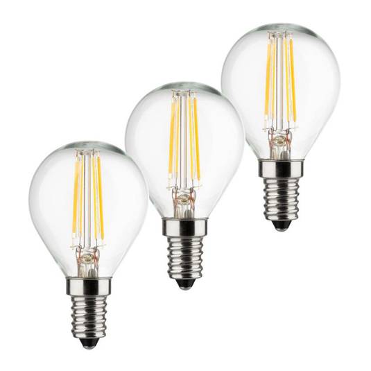 LED-Tropfenlampe E14 4W 2.700K Filament 3er Set