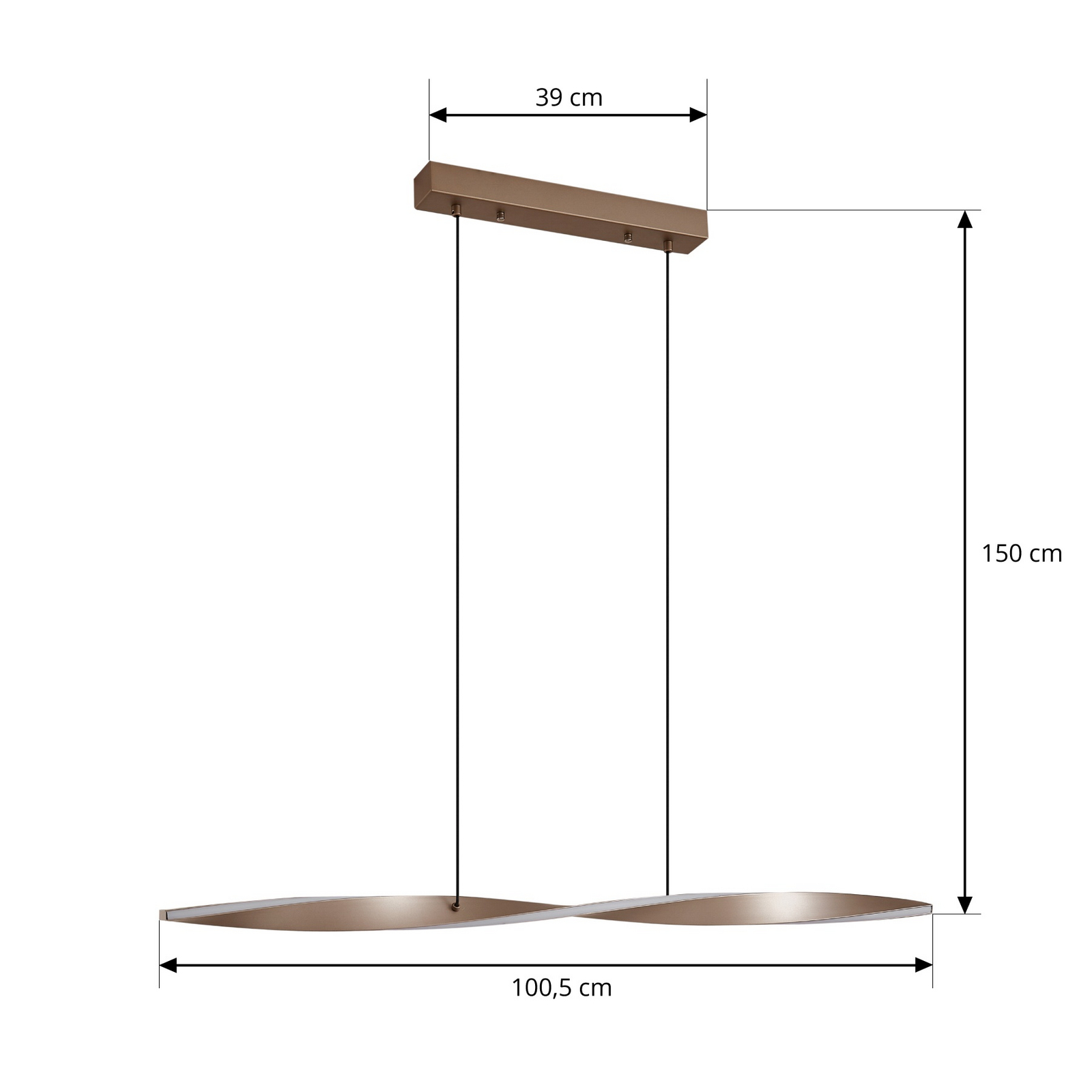 Żyrandol LED Jaren, 100 cm, CCT, czarna/brązowa – Lindby