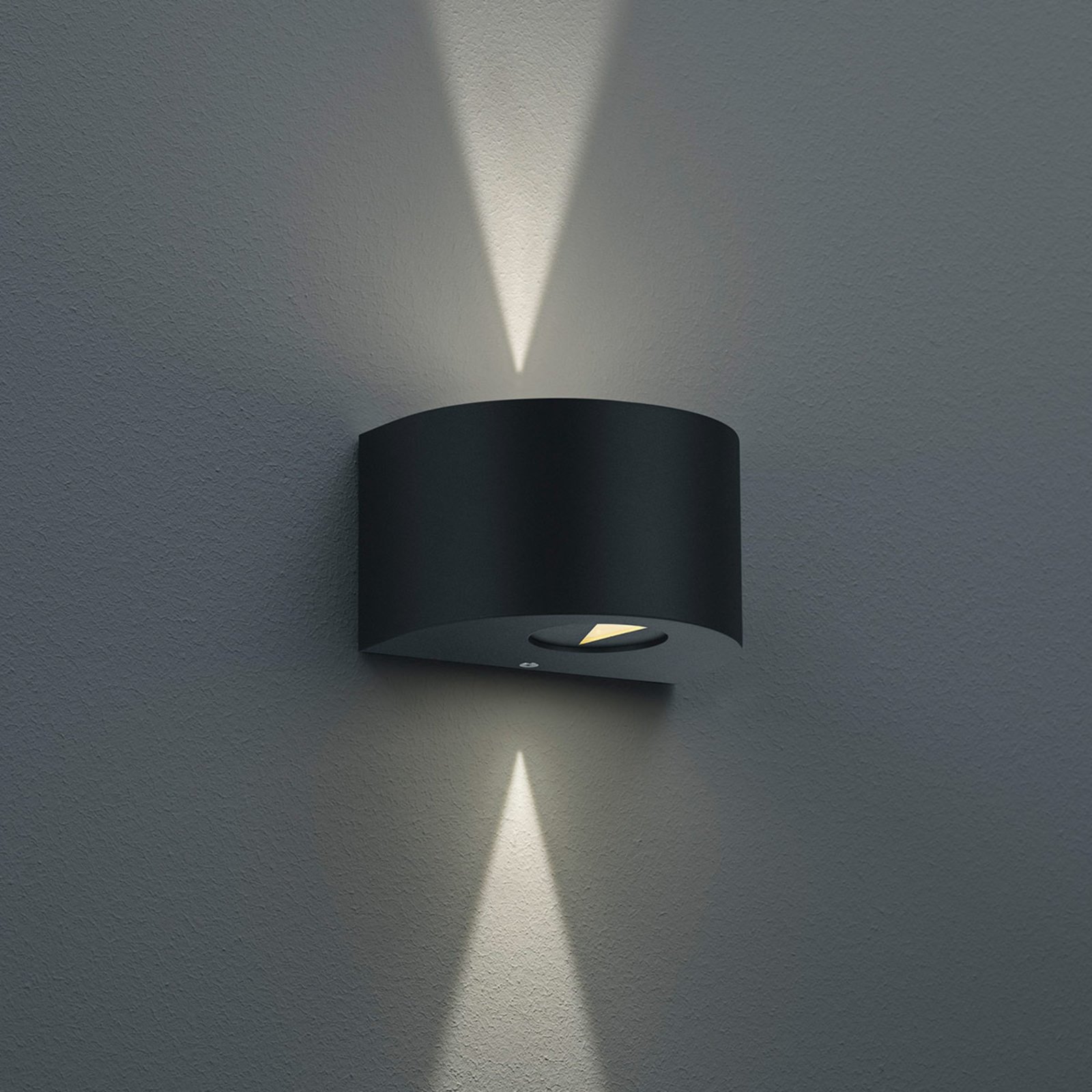 Round Rosario LED outdoor wall light, black