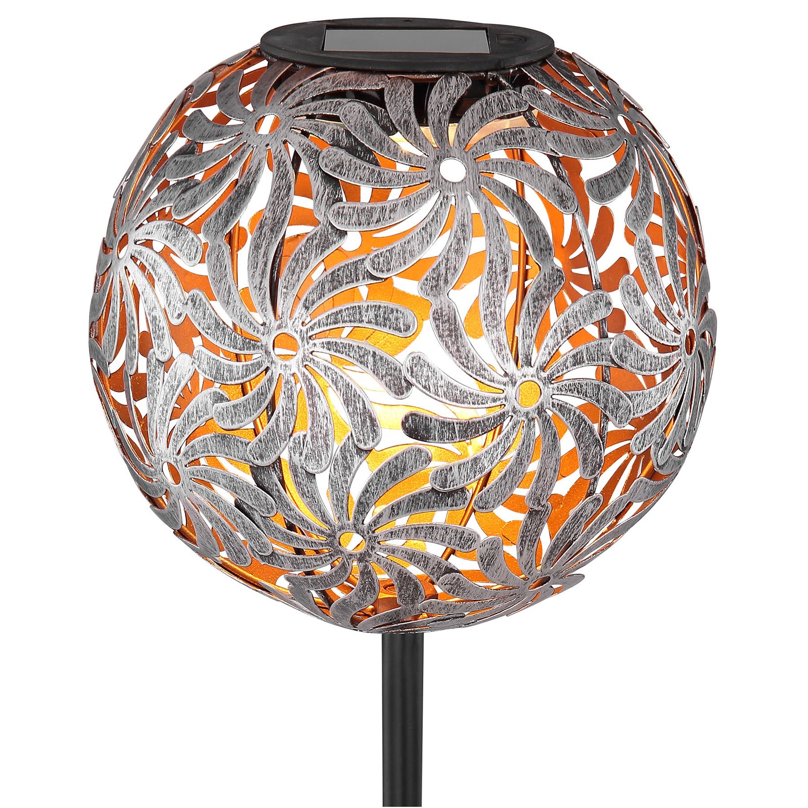 Lámpara LED solar 33632 con bola de metal, plata