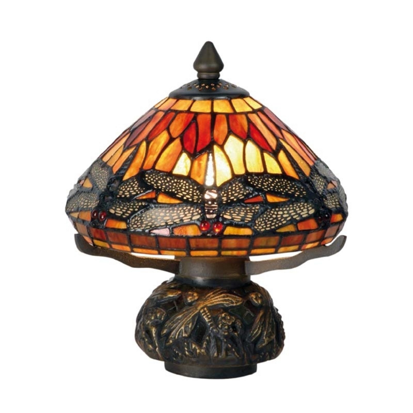 Clayre&Eef Lampă de masă Libella în stil Tiffany - Camera de zi / sufragerie - galben roșu maro - Sticlă