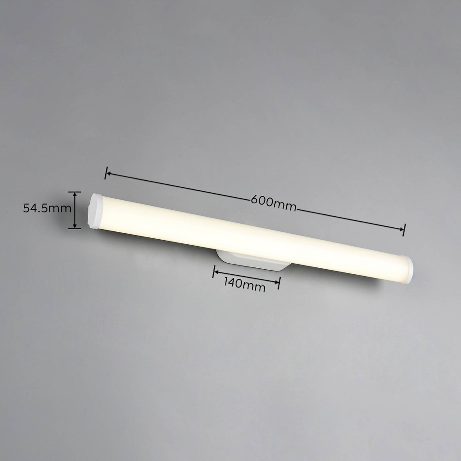 LED-vegglampe Ernesto, matt hvit, bredde 60 cm, 4 000 K, IP44