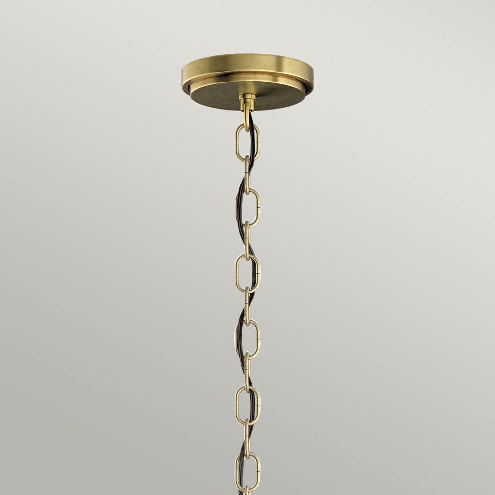 Roux pendant light, brass-coloured, glass elements