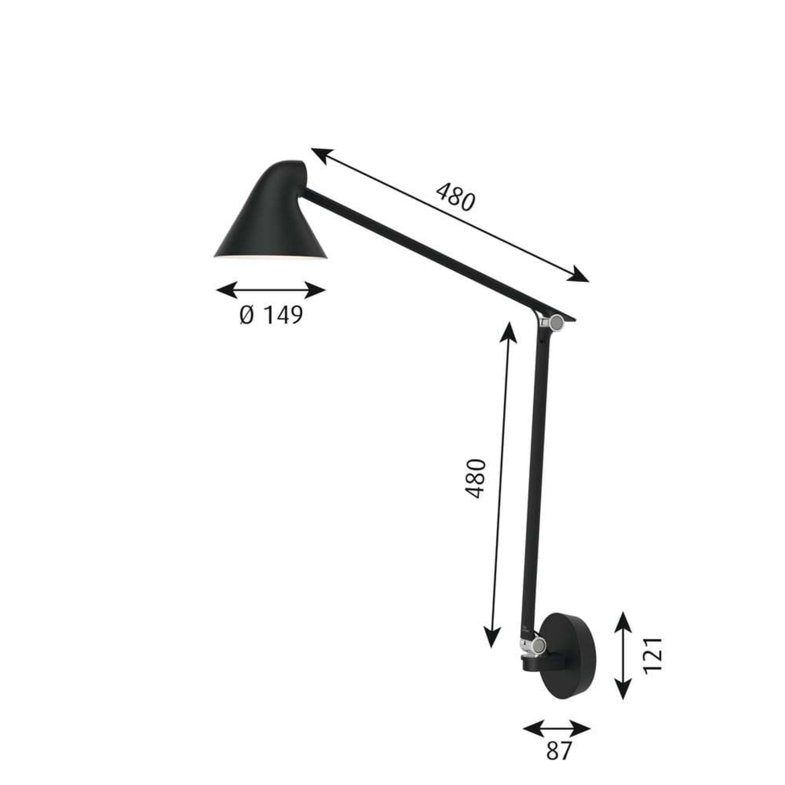 NJP Box LED Aplică de Perete 2700K HW Long Black - Louis Poulsen