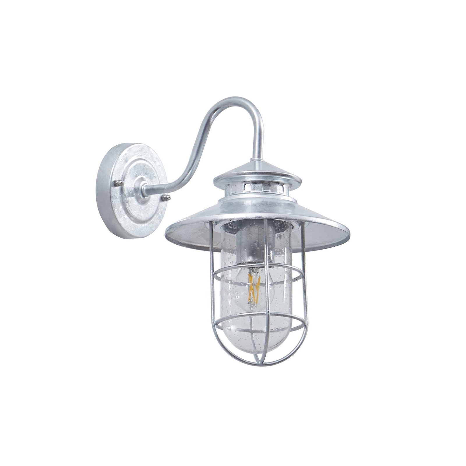 Lindby outdoor wall light Naleta, galvanised silver, steel