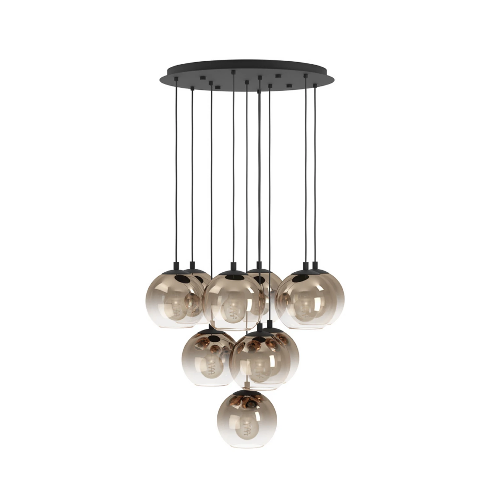 Suspension EGLO ARISCANI 1, Ø 65 cm, à 10 lampes, noir/cuivre