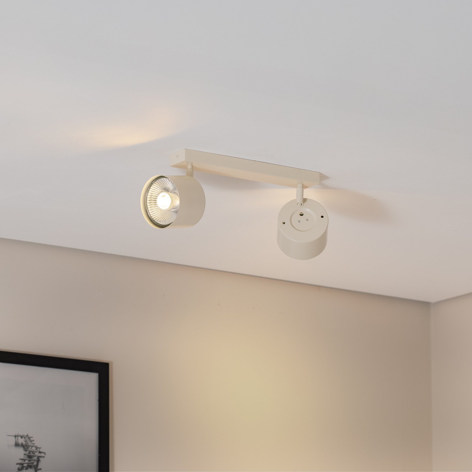 Takspotlight Chloe justerbar med 2 lampor, beige