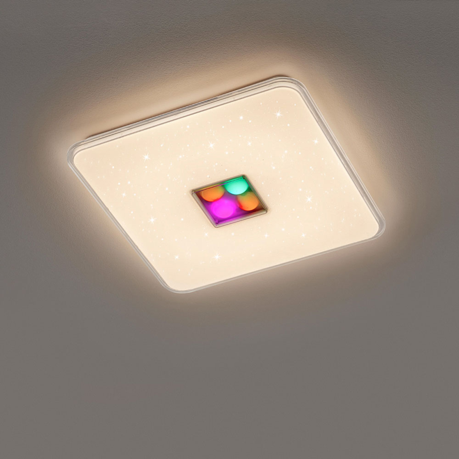 Trio Lighting Ogasaki LED ceiling lamp, RGBW, remote, Ø 42 cm, for Living / Dining Room, plastic, energy efficiency: A+, L: 42.5 cm, W: 42.5 cm, H: 6.5 cm