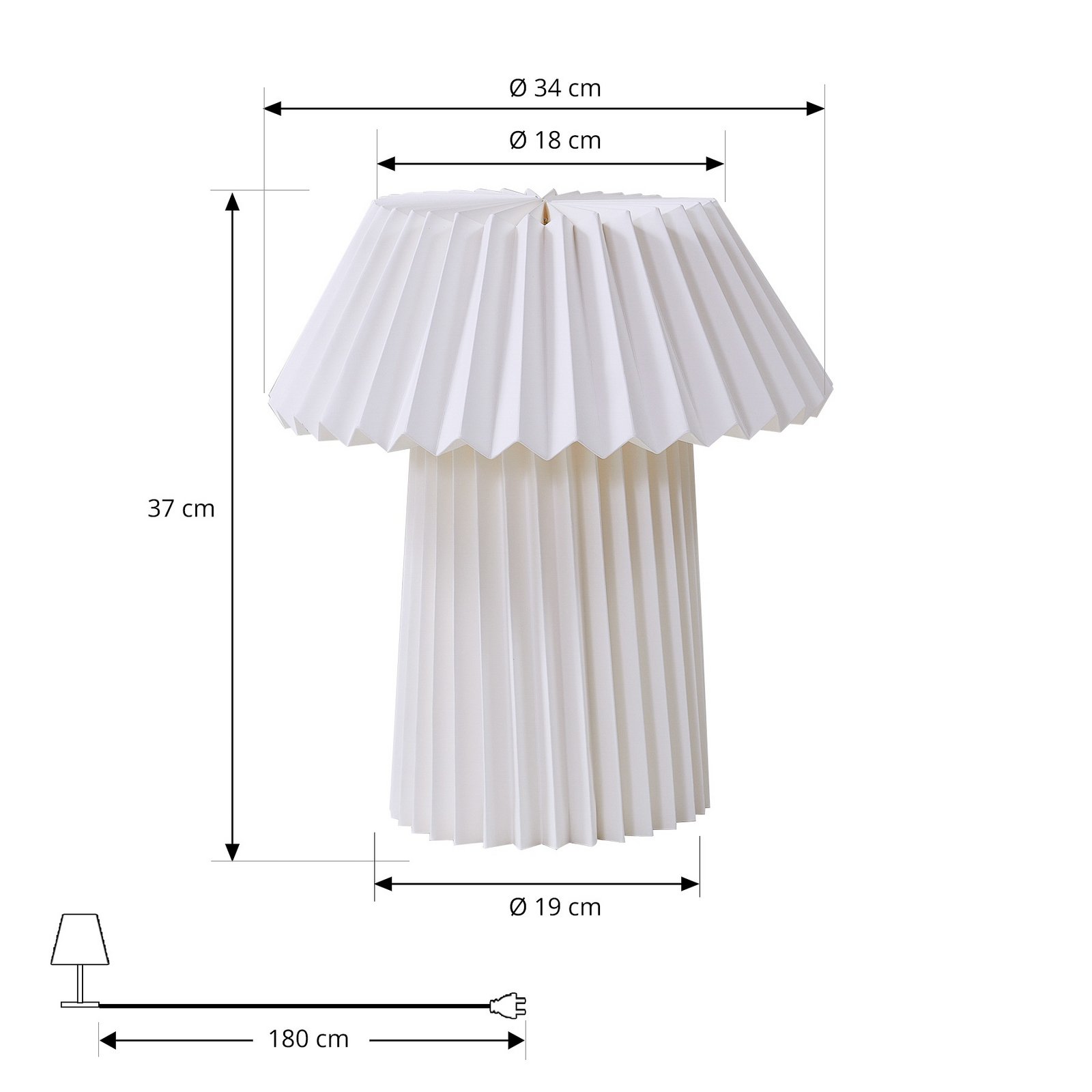 Lampă de masă Lindby Magali, alb, hârtie, Ø 34 cm, E14