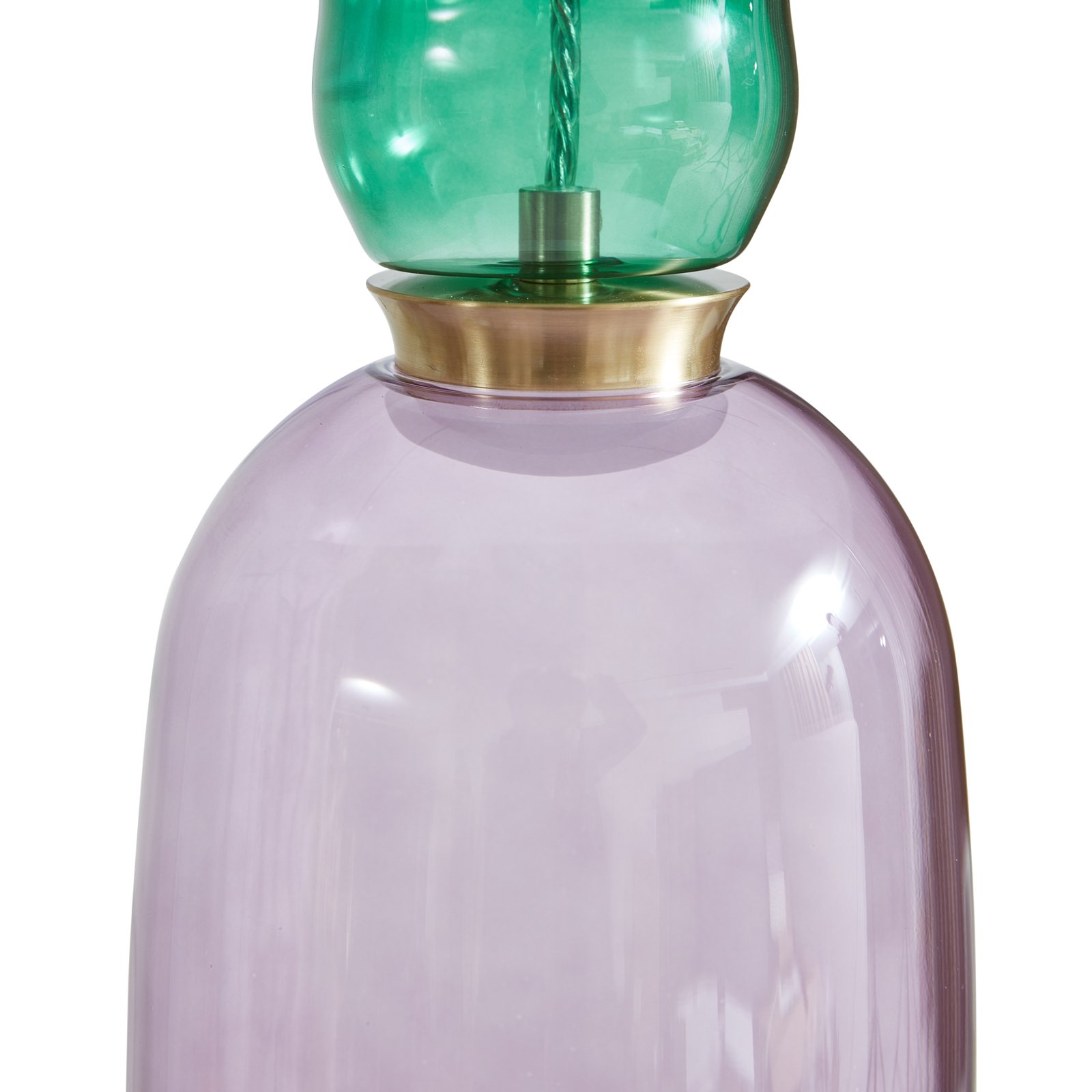 Lucande LED-es függőlámpa Fay, lila/sötétzöld, üveg, Ø 15 cm