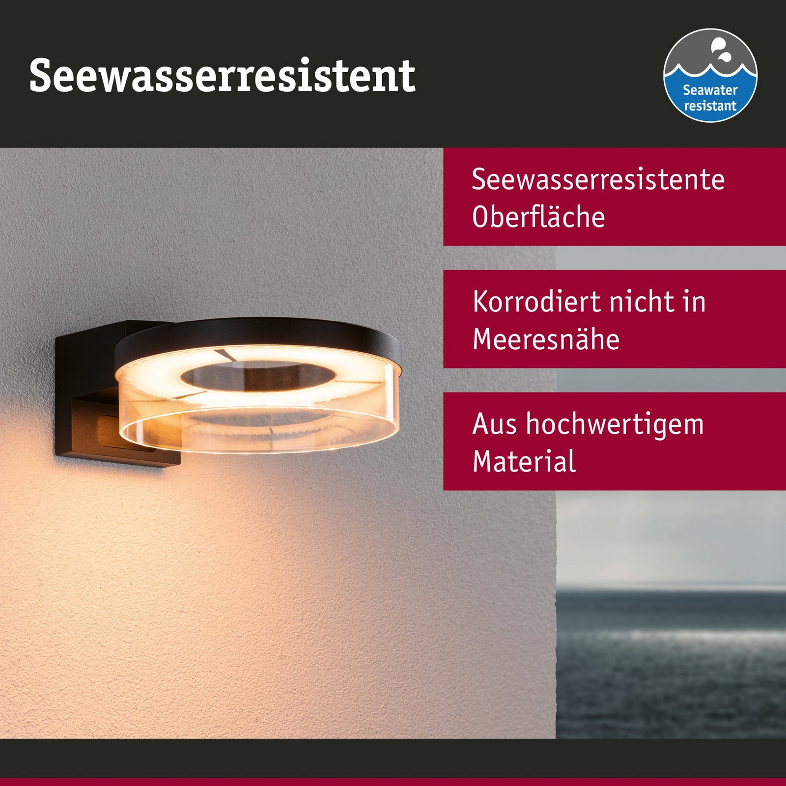 Capera Outdoor Wall Lamp Zigbee w/Sensor SWR Anthracite - Paulmann
