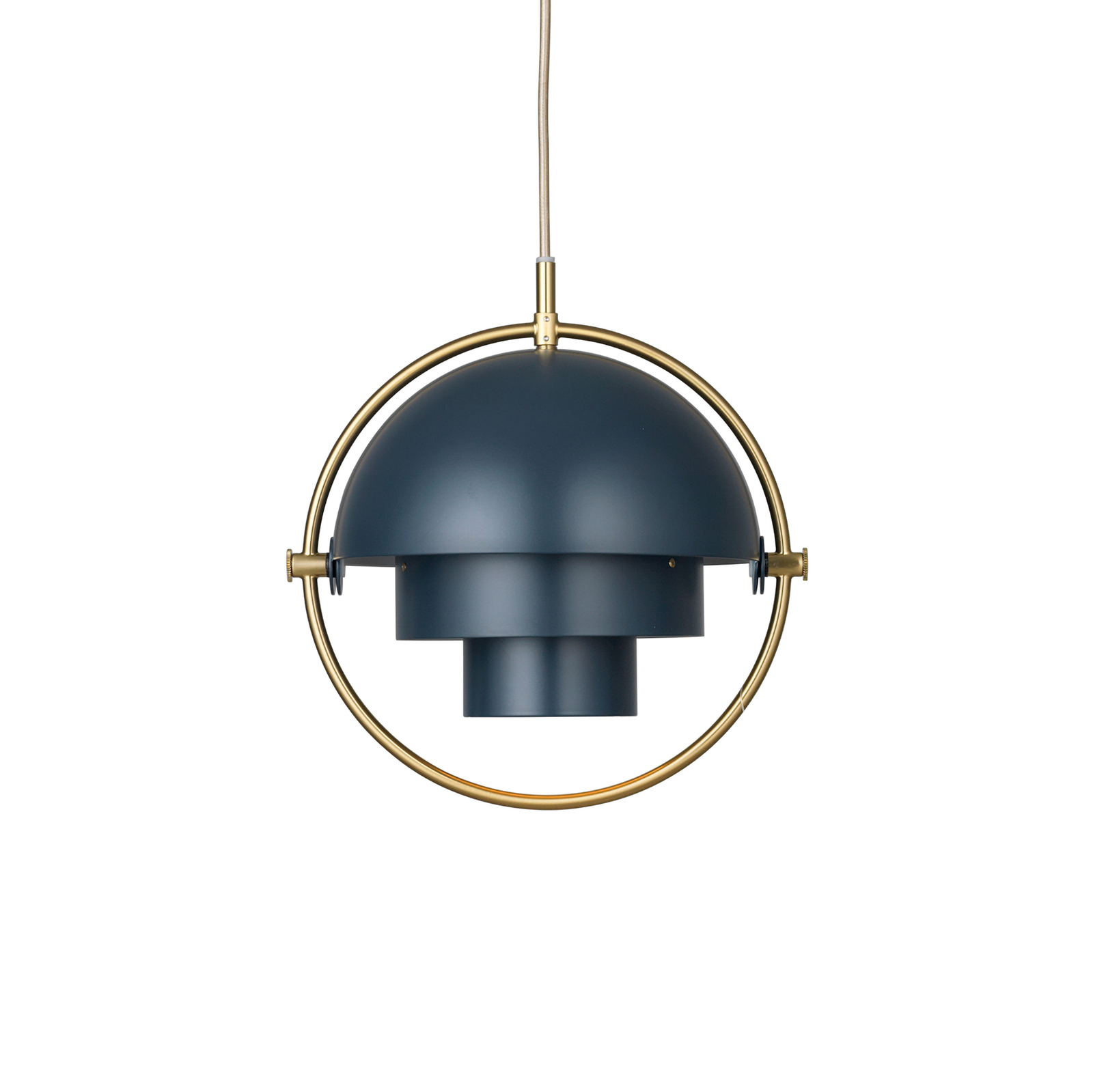 GUBI pendellampa Multi-Lite, Ø 27 cm, ram i mässing