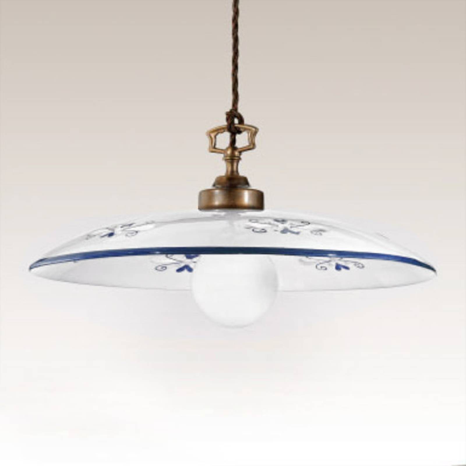E-shop Závesná lampa Bassano, 1-plameňová, modré detaily