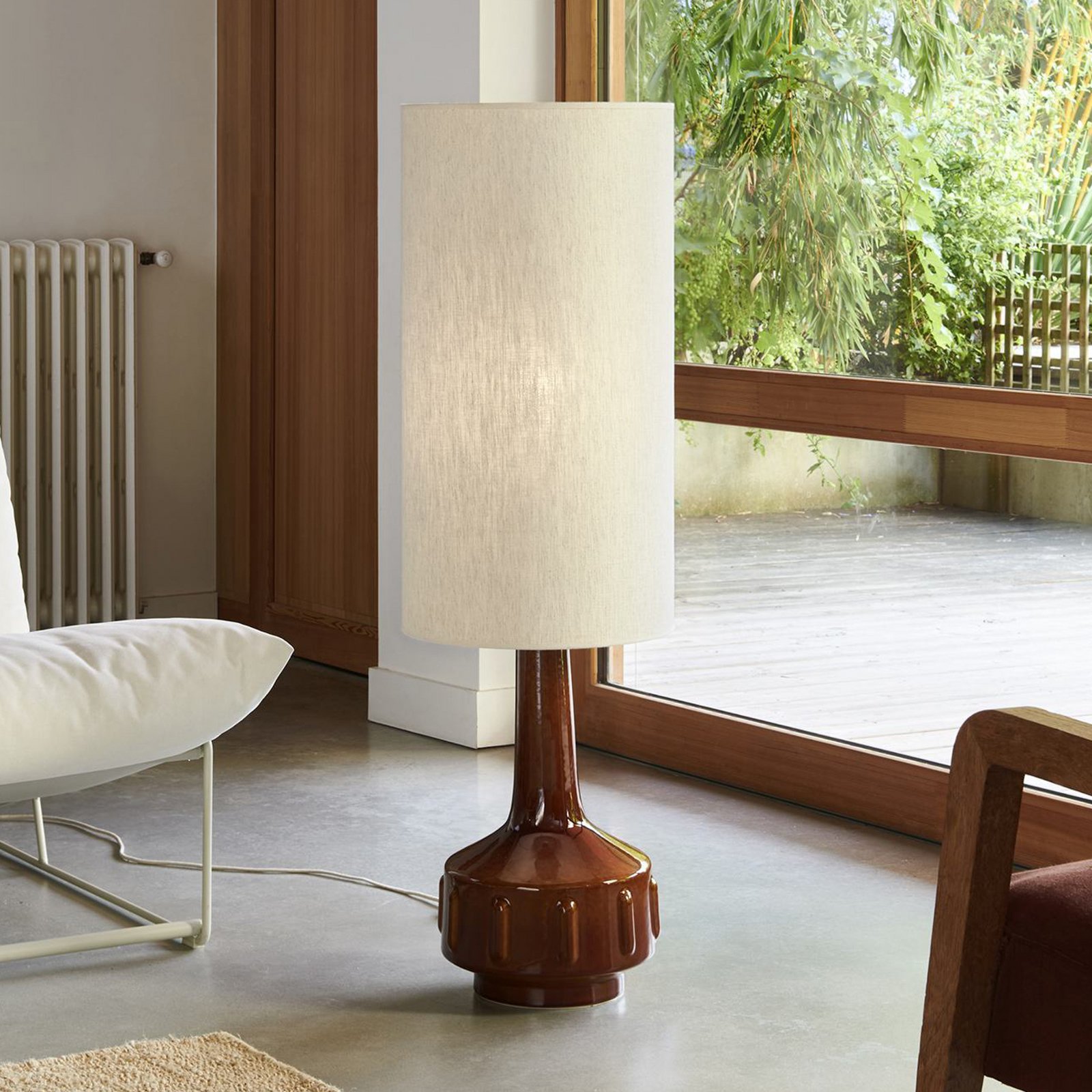 MARKET SET Stojacia lampa Jimmy, výška 121 cm, keramika/textil