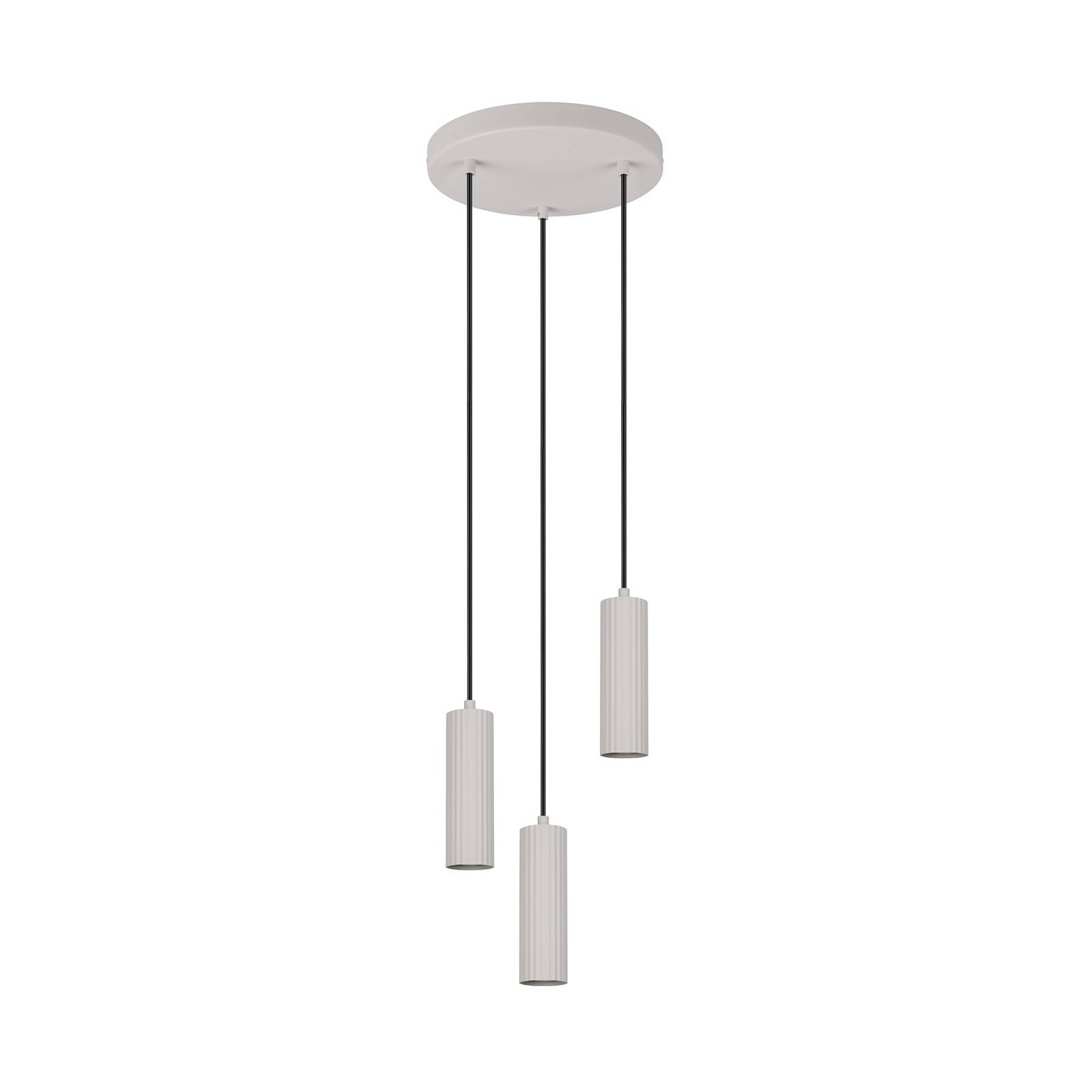 Hängelampe Soka, hellgrau, Ø 28 cm, Metall, 3-flg.