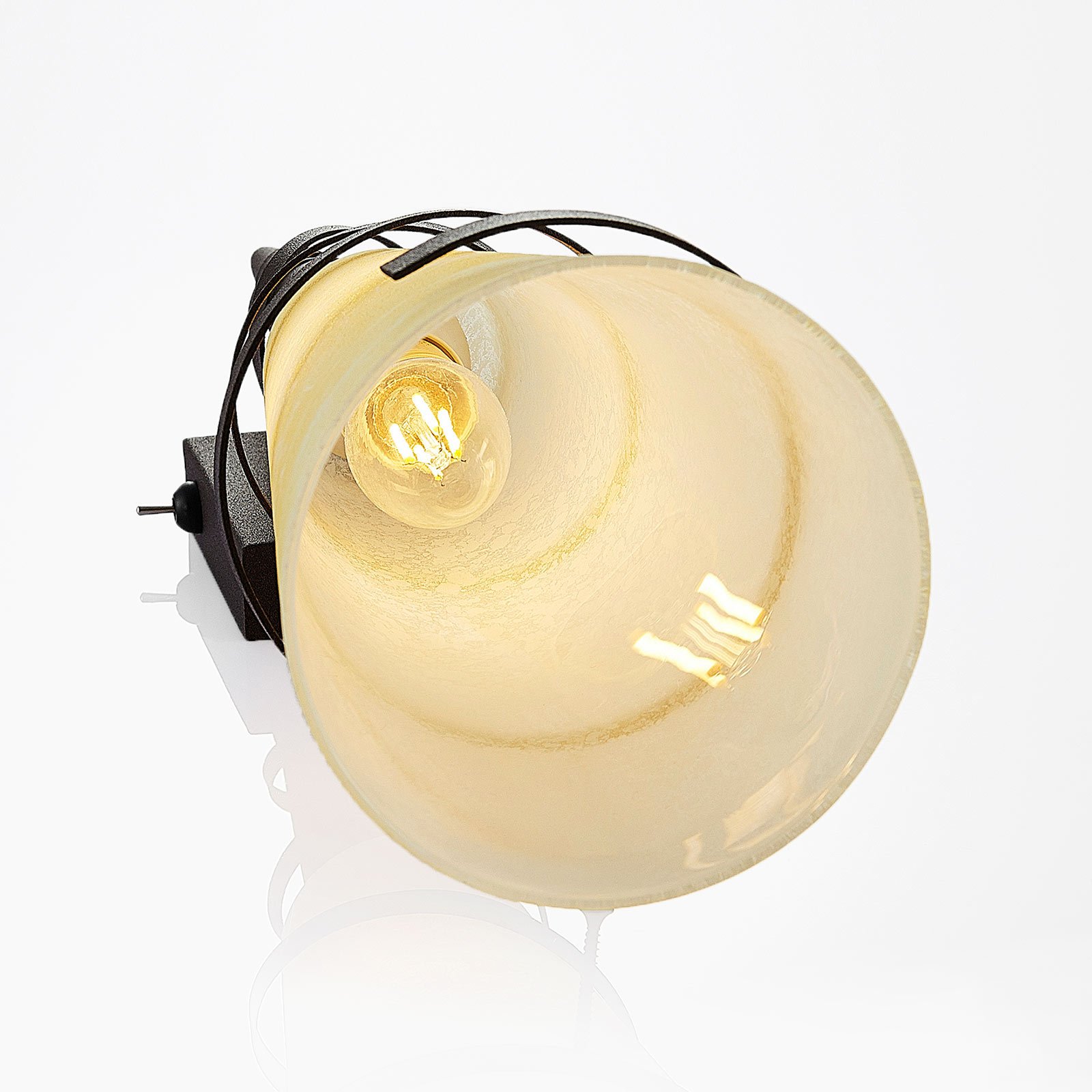 Lindby Wandleuchte Anouk, Höhe 44 cm, Glas, Metall, Fackel