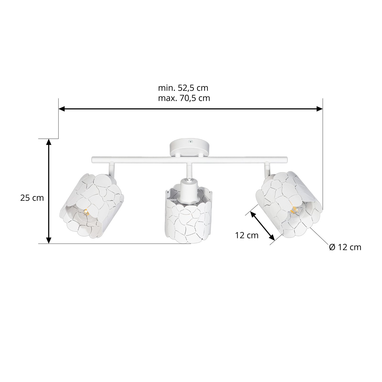 Lindby ceiling light Aralena, white, 3-bulb, metal