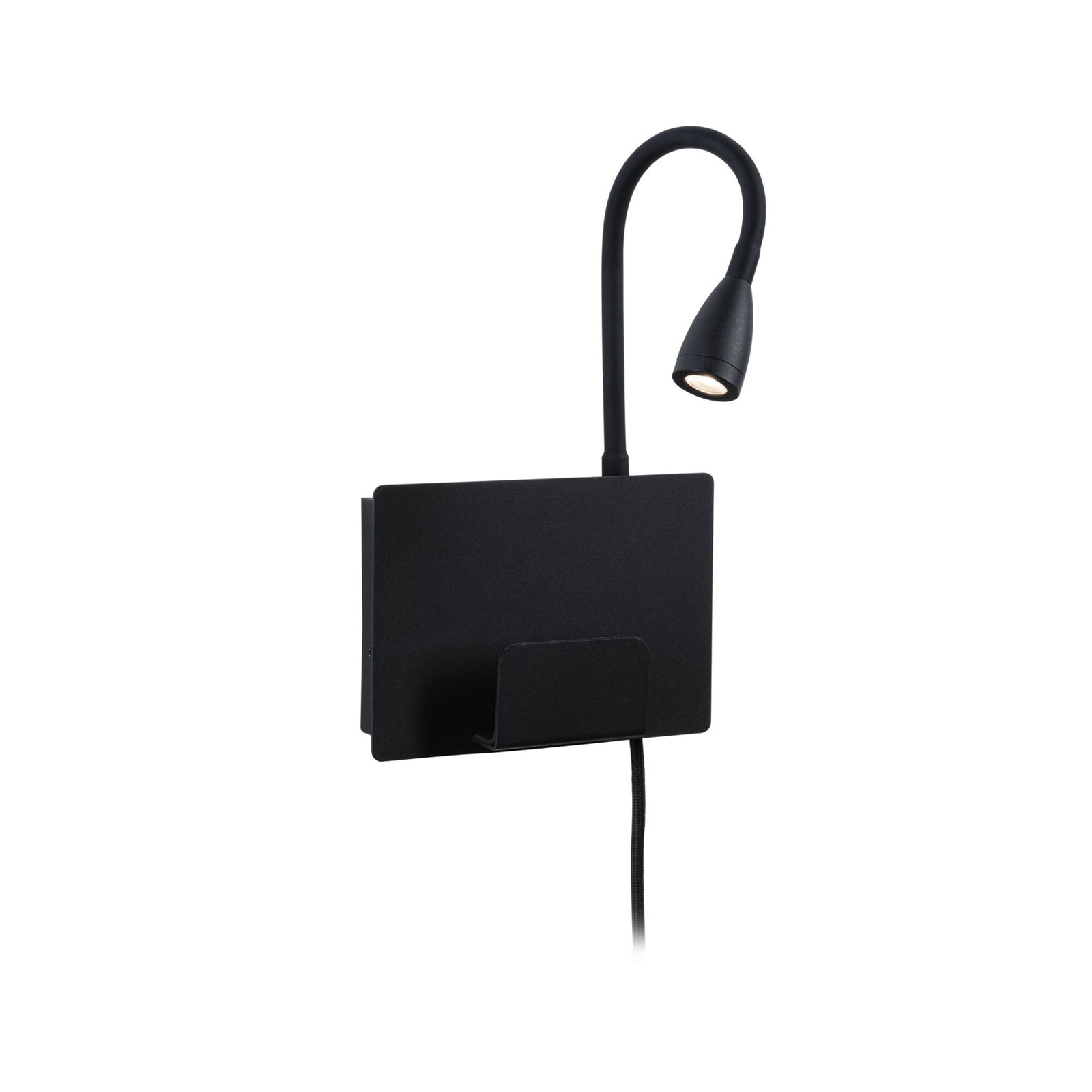 Paulmann Candeeiro de parede LED USB Halina, braço flexível preto