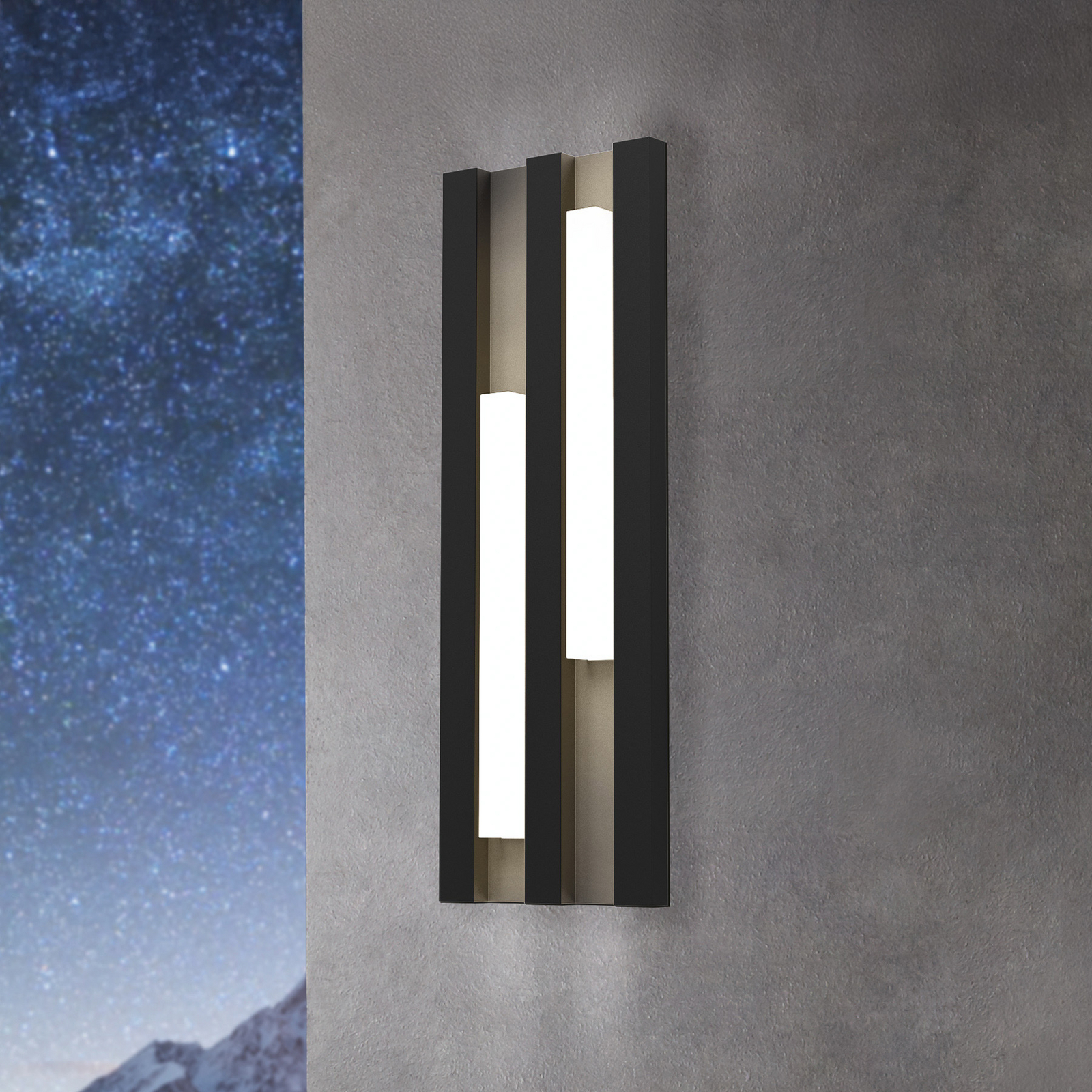 Candeeiro de parede exterior LED Fandina, preto