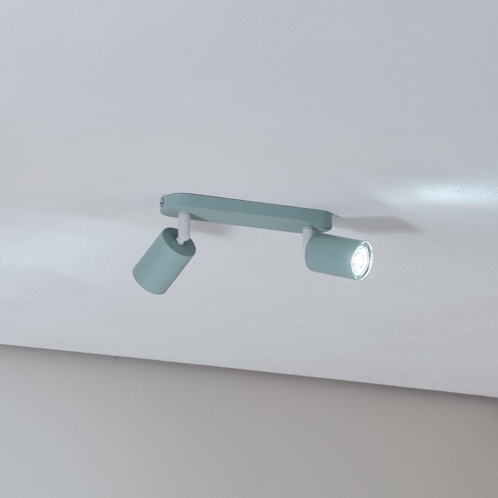 Spot pour plafond Livia, vert menthe, 35 cm, à 2 lampes, métal, GU10