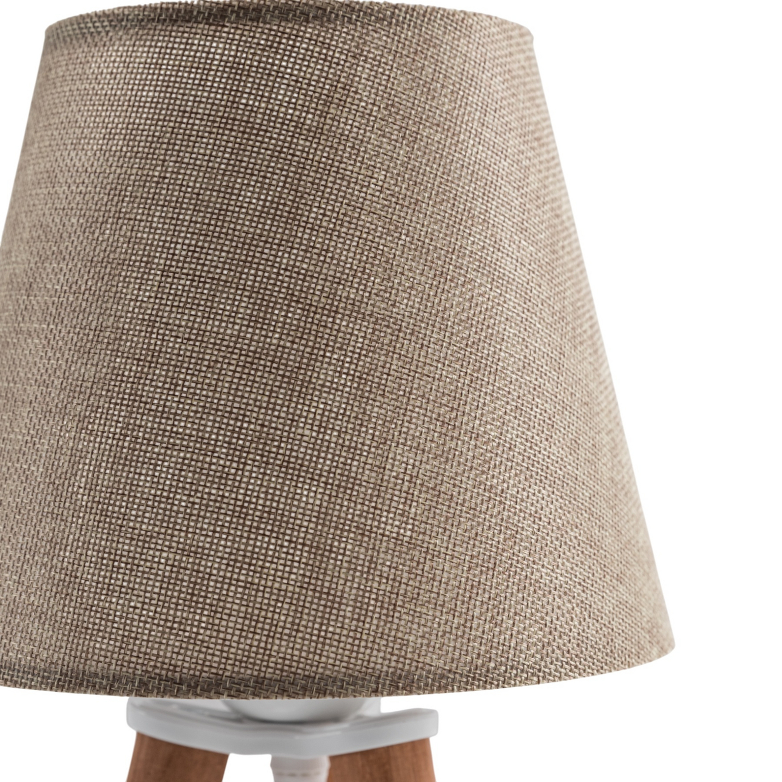 Stolní lampa Dona, béžová/barva dřeva, látka, dřevo, trojnožka