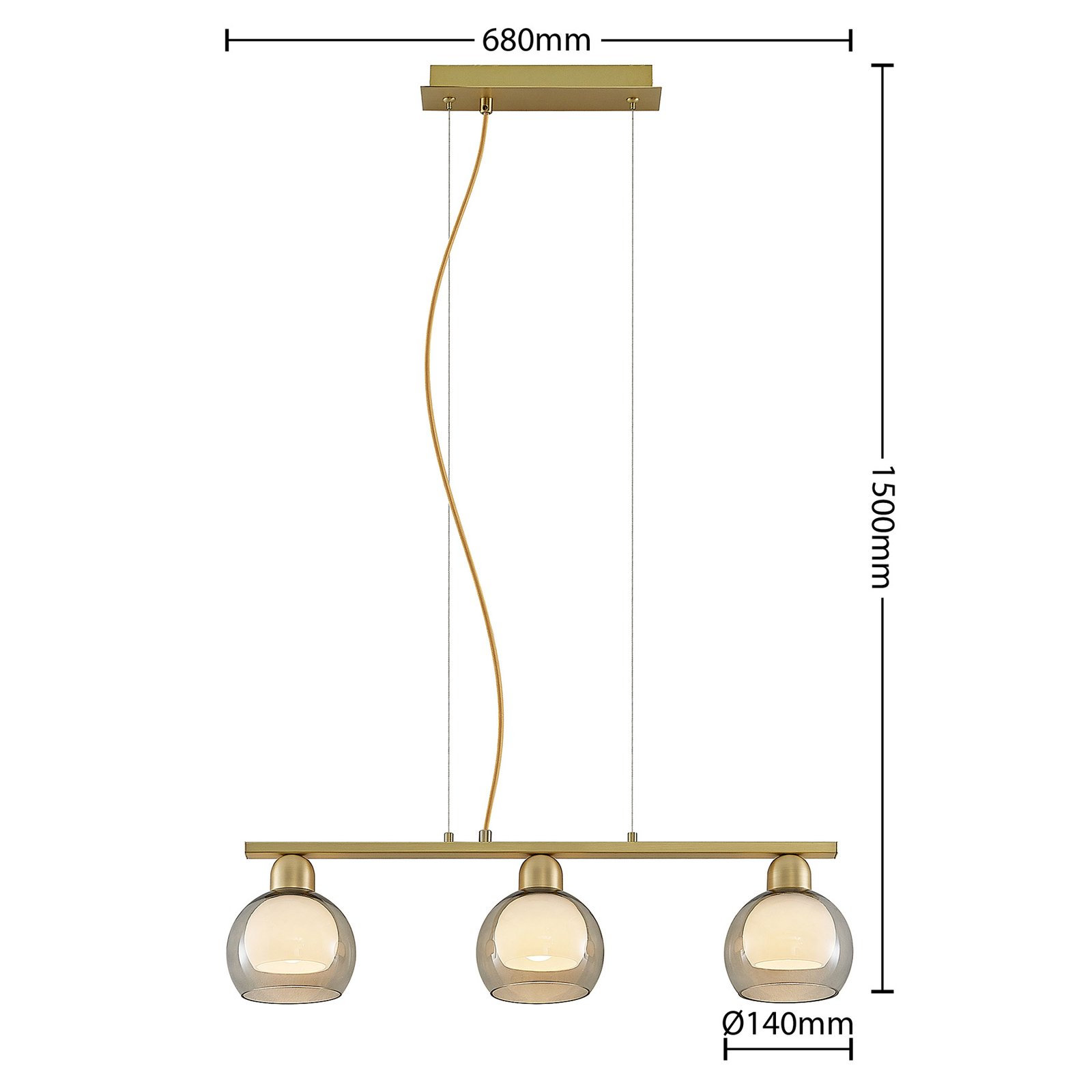 Lucande Mylah lampada sospensione, 3 luci, Ø 14 cm