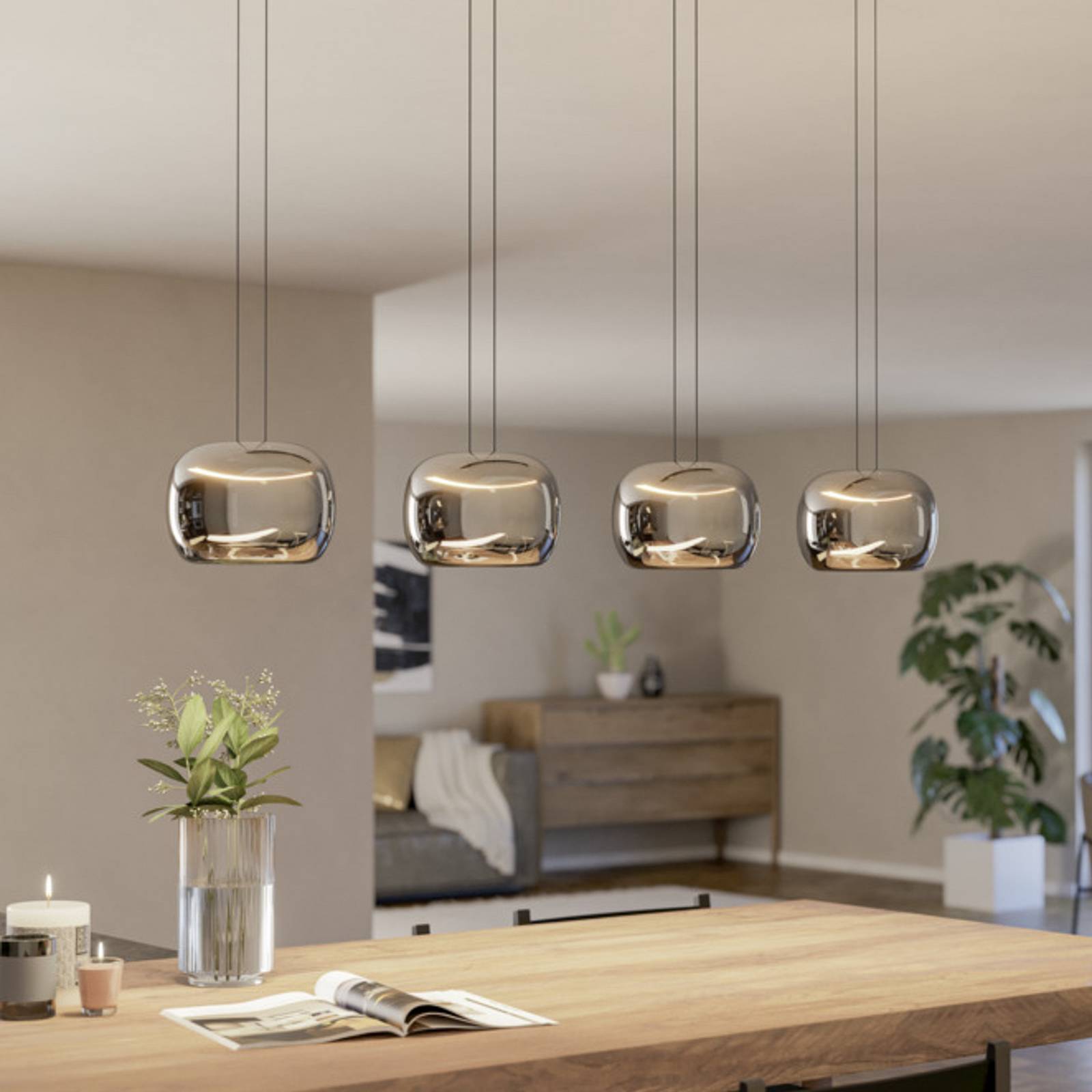 Żyrandol LED EGLO HORTUNAS, długość 126 cm, 4-punktowy, czarna
