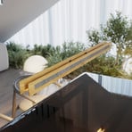 Candeeiro suspenso LED Chile S, carvalho/granito, comprimento 116 cm