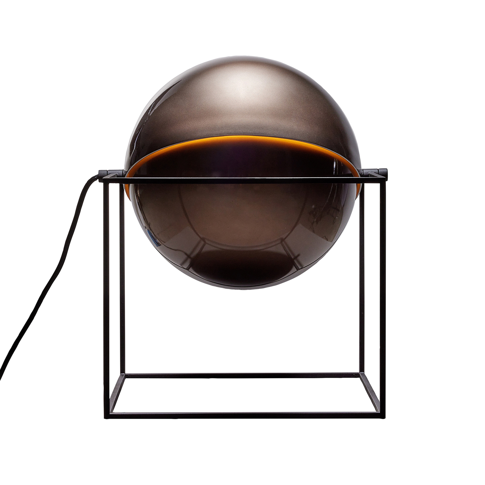 Lámpara de mesa El Cubo, esférica, gris humo