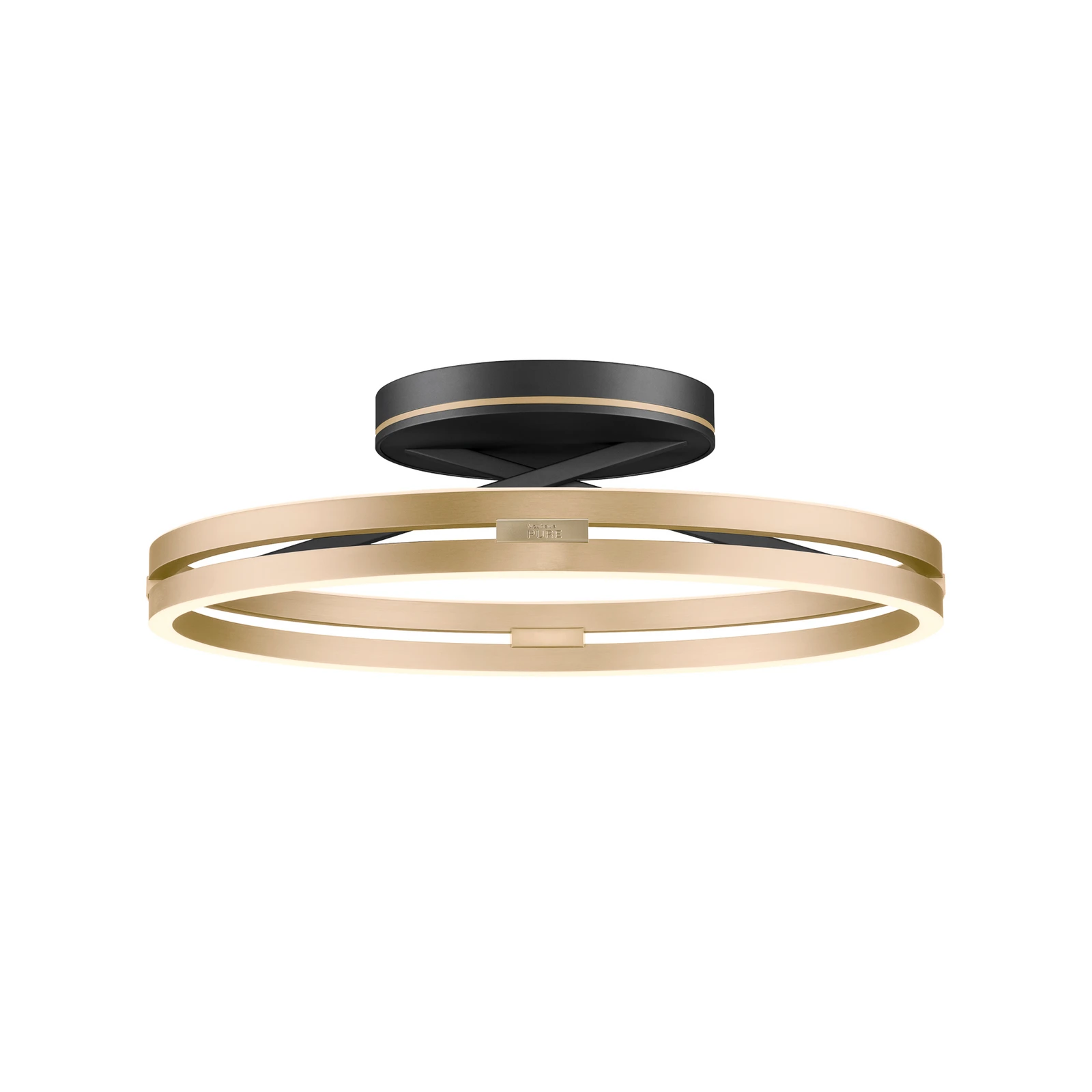 PURE LED ceiling lamp Loop brass/black metal Ø 60 cm CCT