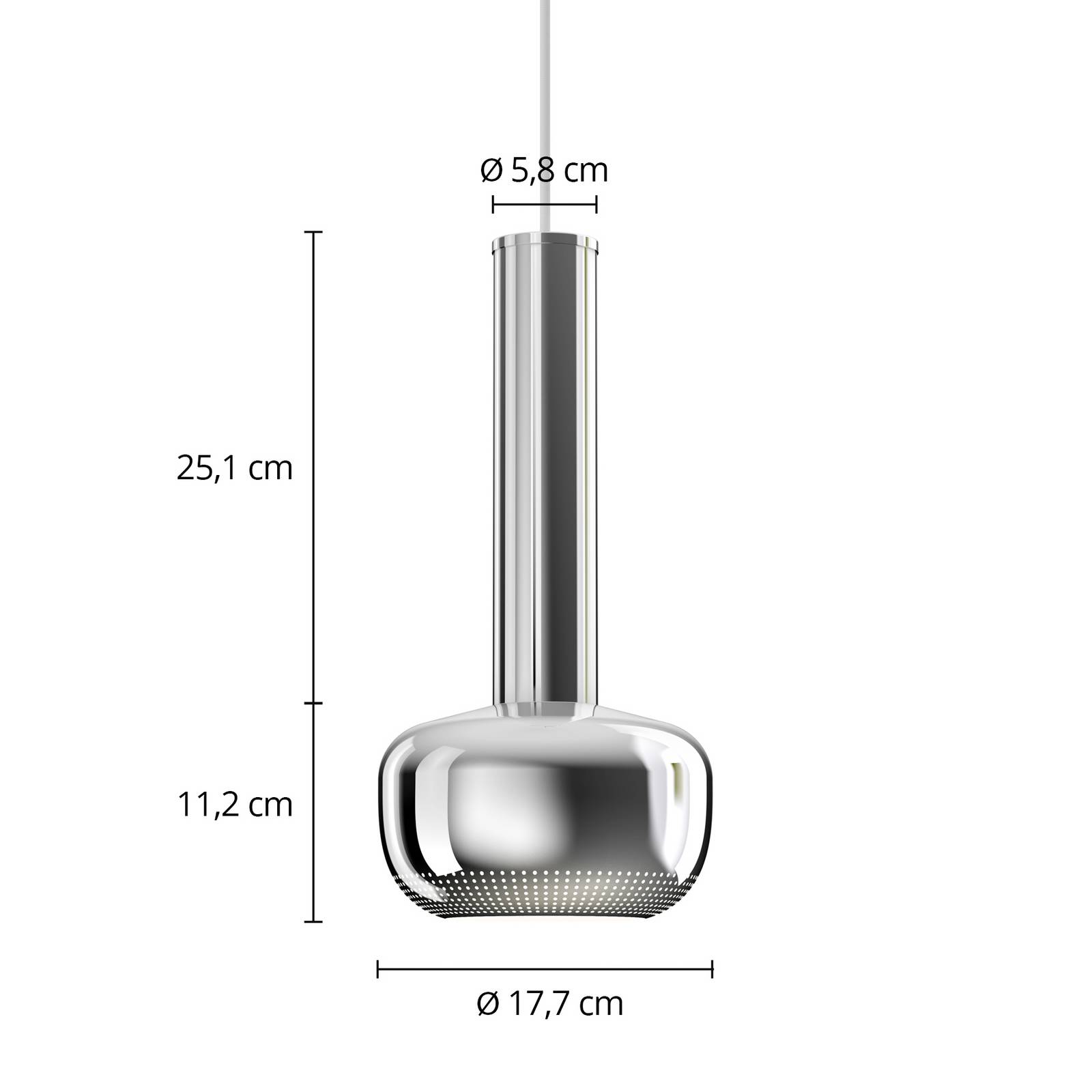Louis Poulsen Závěsné svítidlo Louis Poulsen VL 56, chromované, lesklé