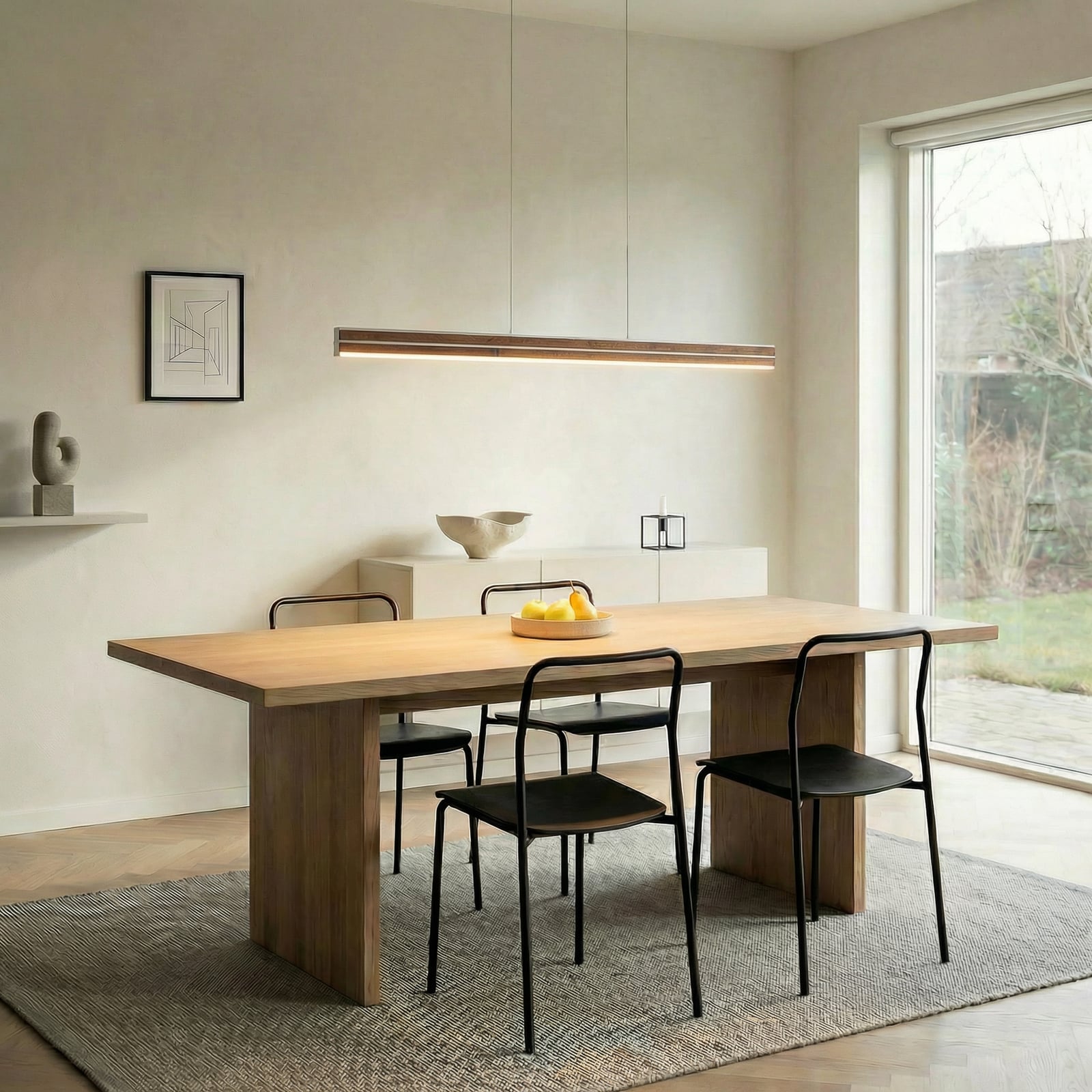 Lisene LED-hänglampa, valnöt/silver, CCT, 117 cm – Quitani