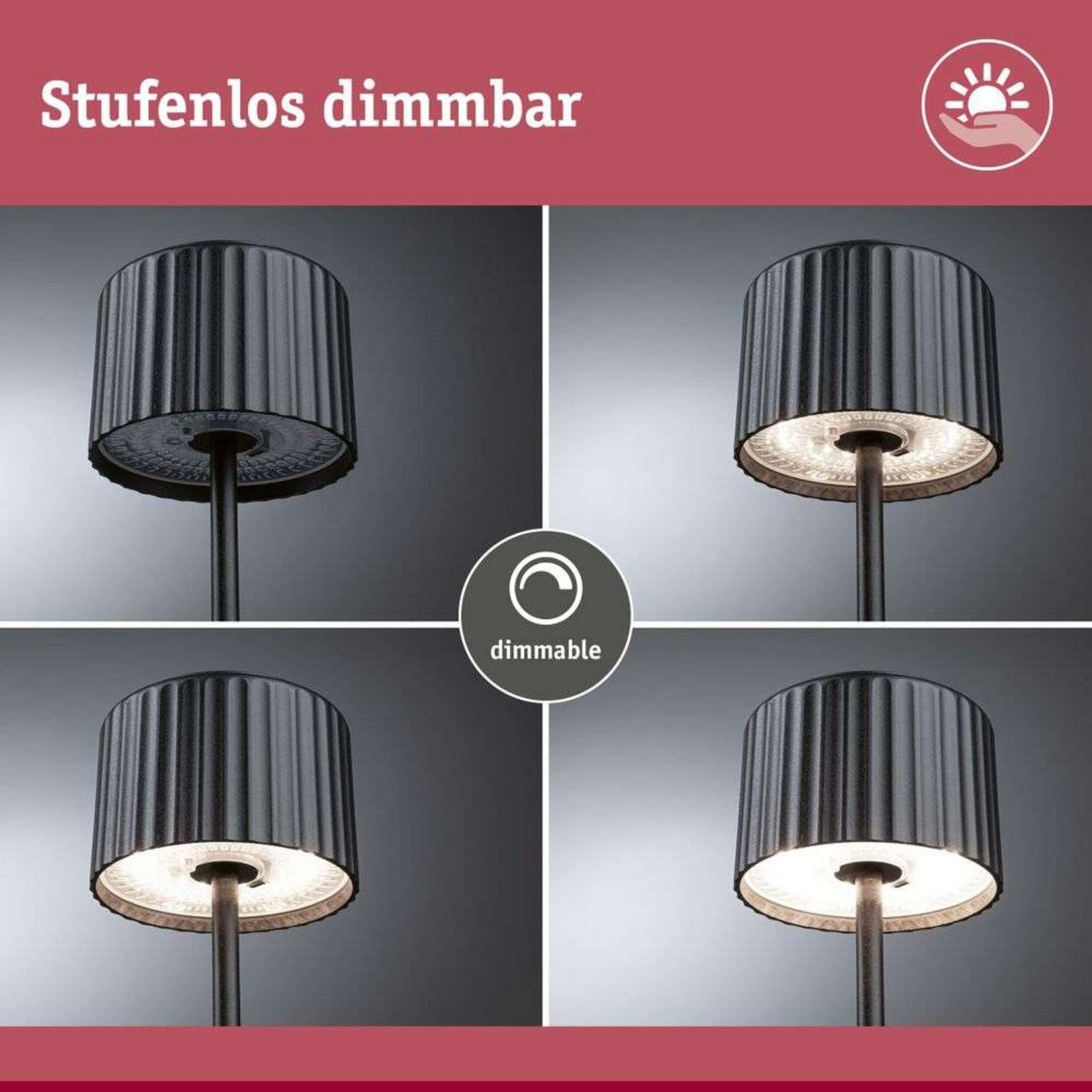 Else Solcelle Bordslampa w/USB-C Dim. IP44 Svart - Paulmann