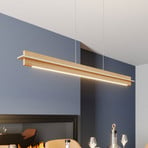 Quitani LED hanging light Lexa, oak/nickel, length 118 cm