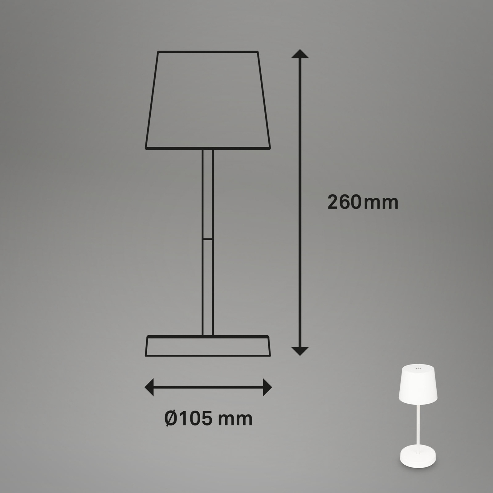 Piha LED asztali lámpa újratölthető akkumulátorral, fehér színben