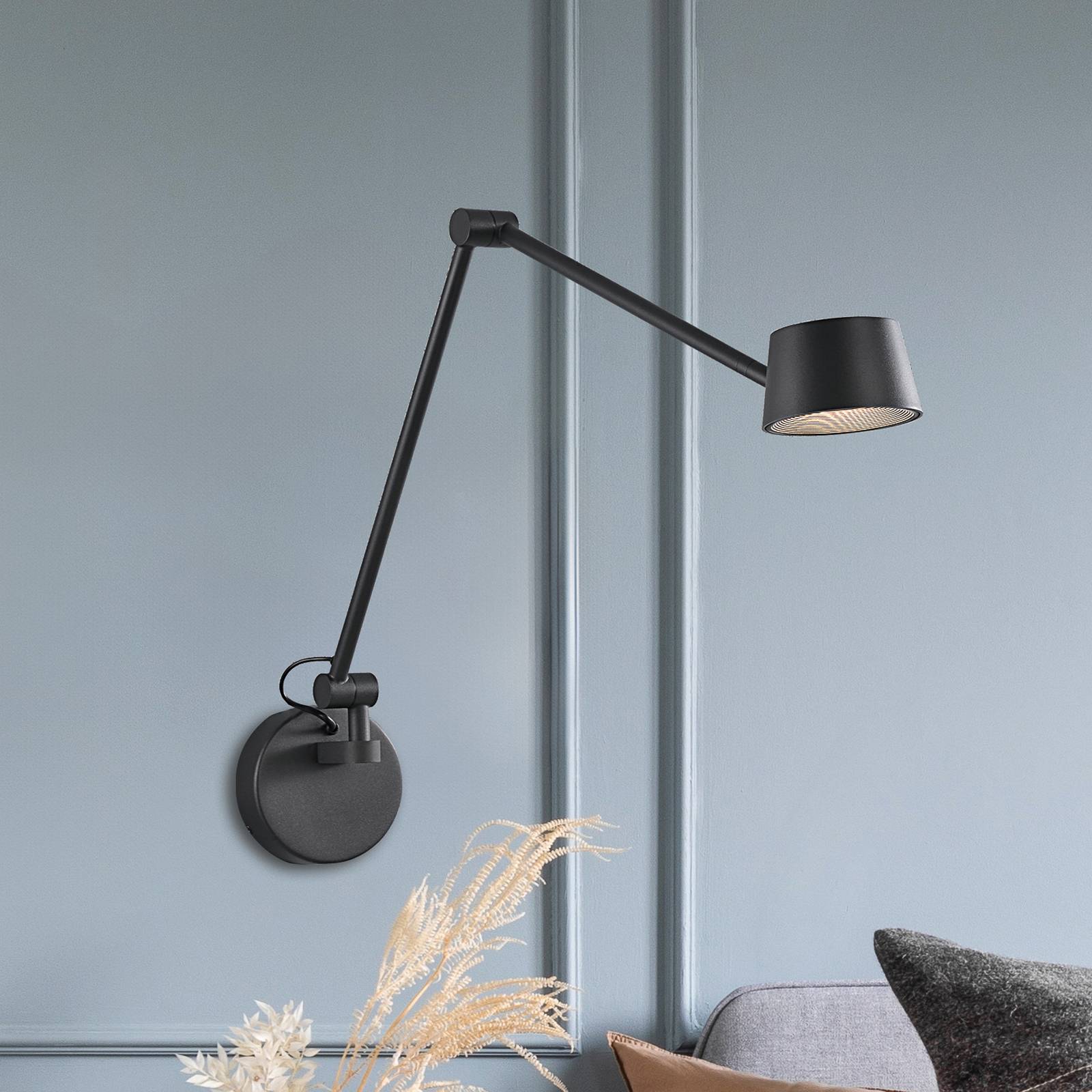 LED-Wandleuchte Savina, schwarz, Ausladung 92 cm, Metall günstig online kaufen