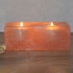 Twin Cube salt crystal tea light holder