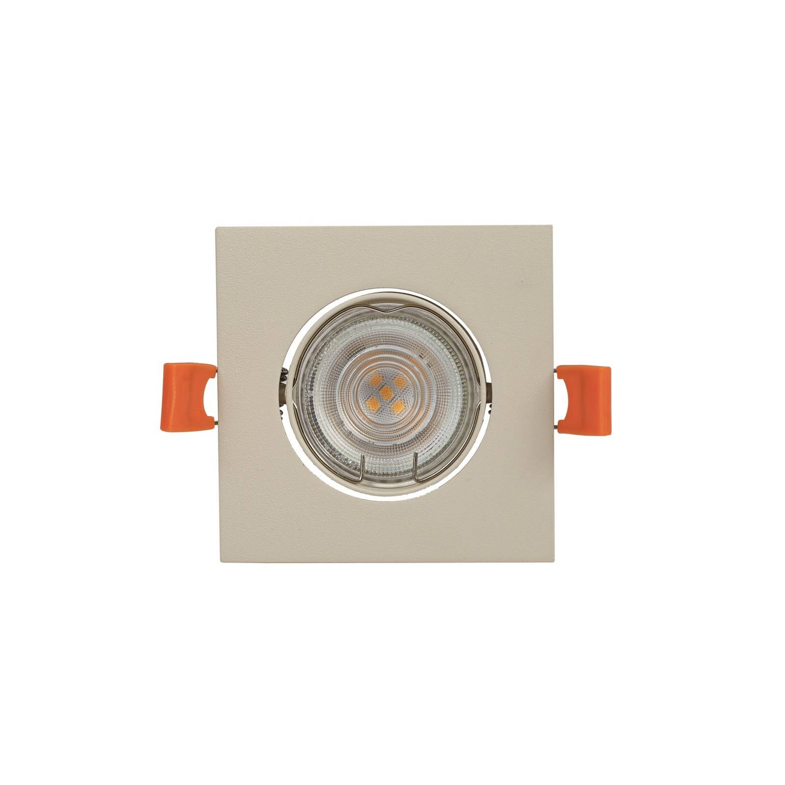 Prios Einbauleuchte Fibur, beige, 9 cm, GU10