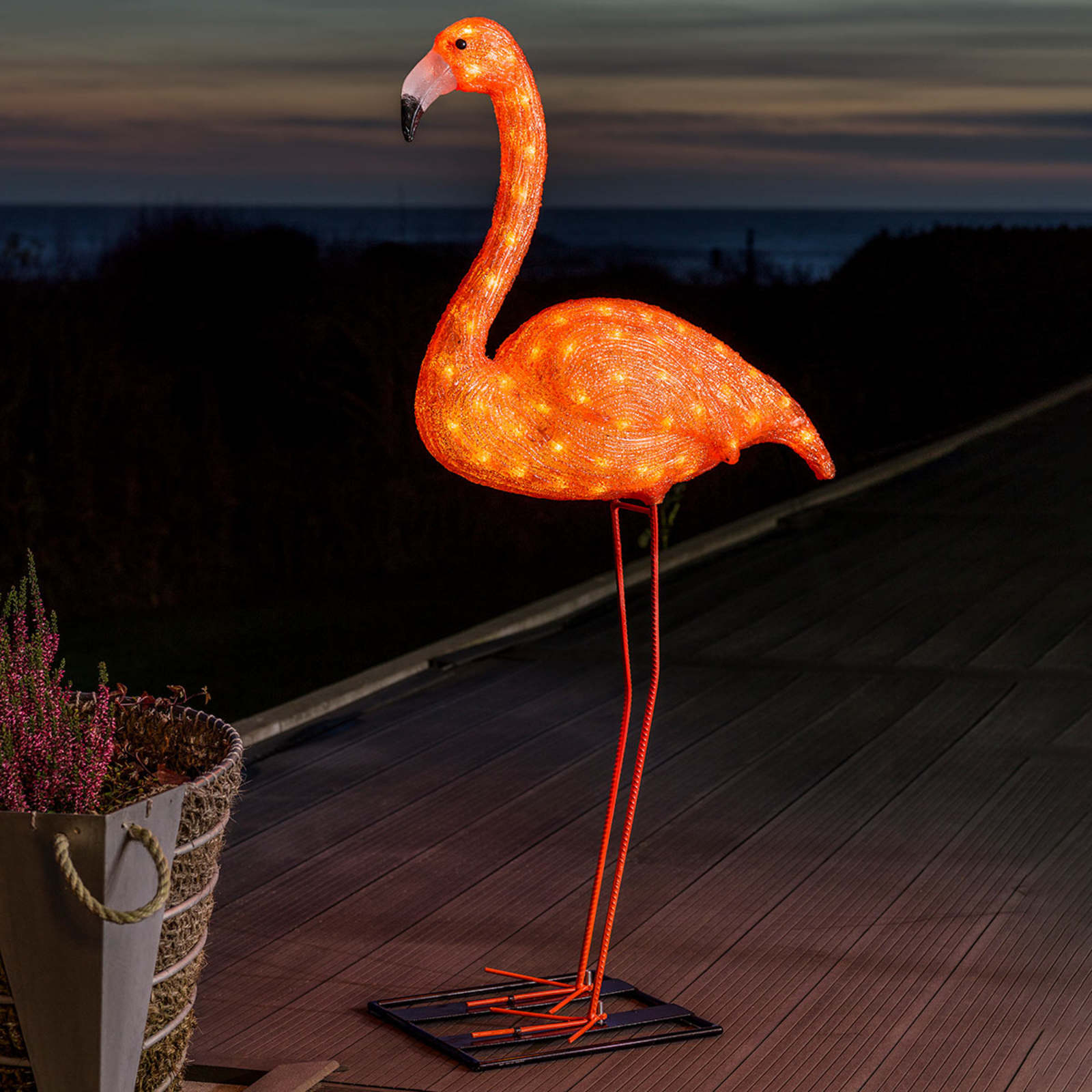 Konstmide Season LED-dekorasjonsbelysning Flamingo 110 cm - Gul / orange