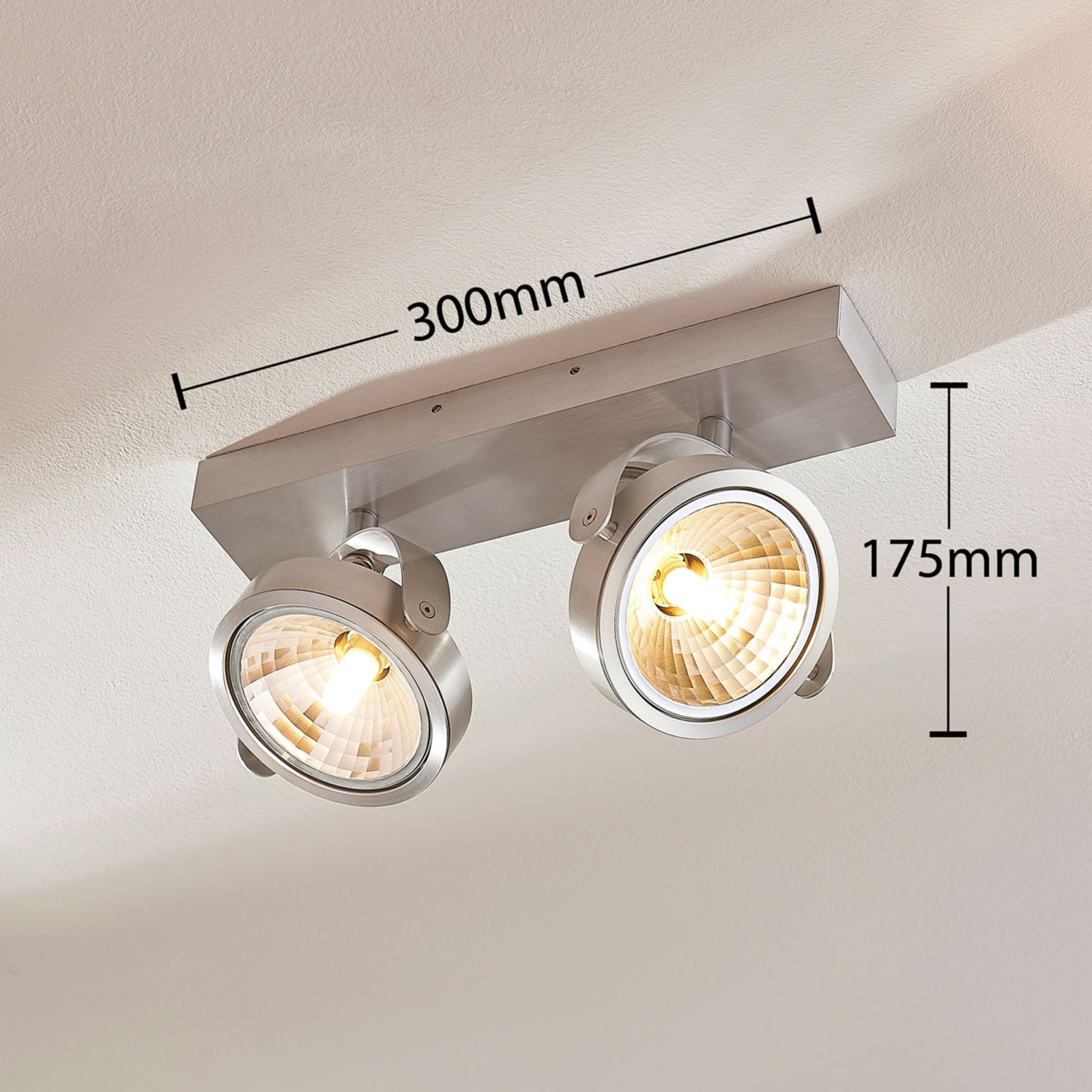 Arcchio Liven takspotlight 2 lampor aluminium