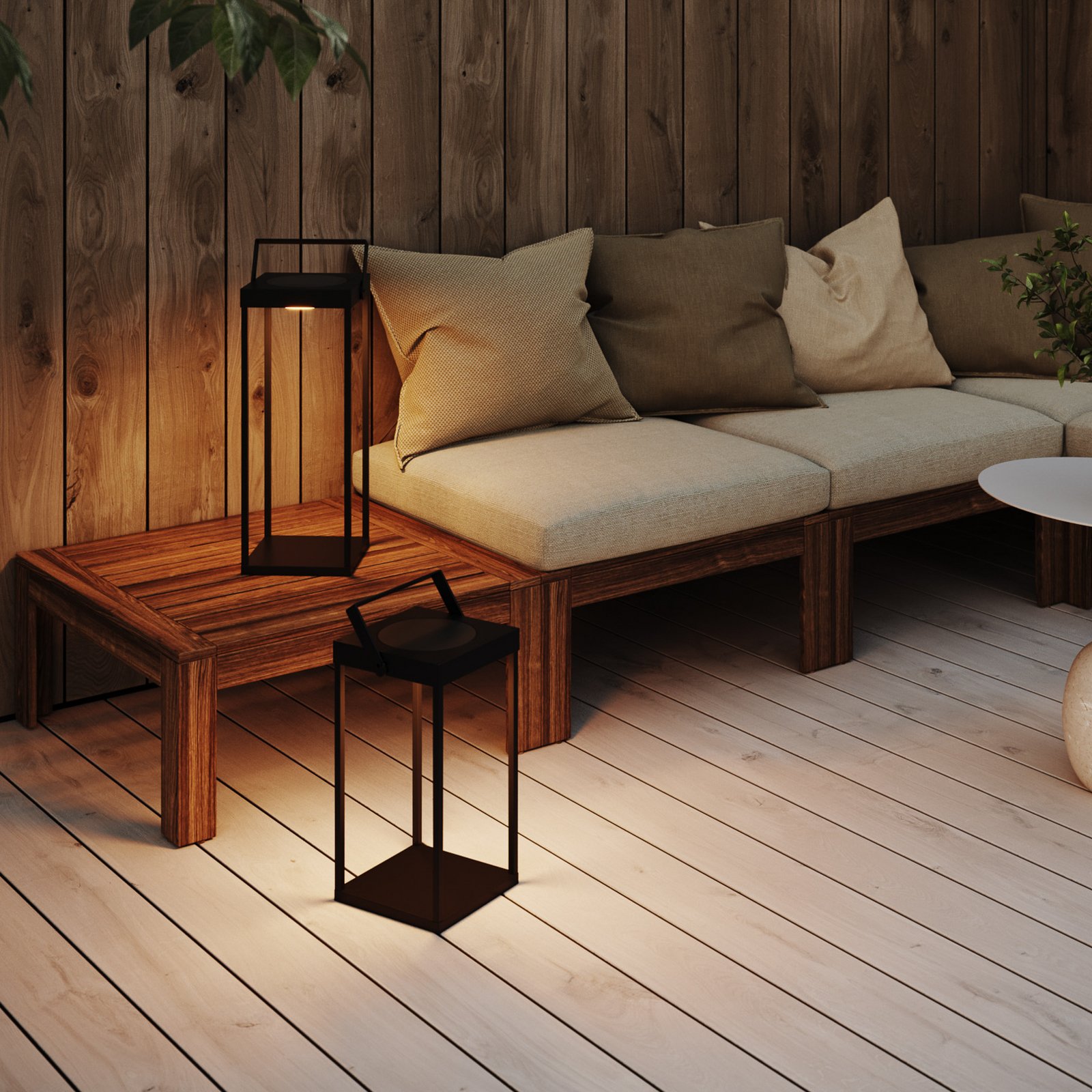 Lanterna solare a LED Pure, nera, USB, metallo, altezza 42 cm