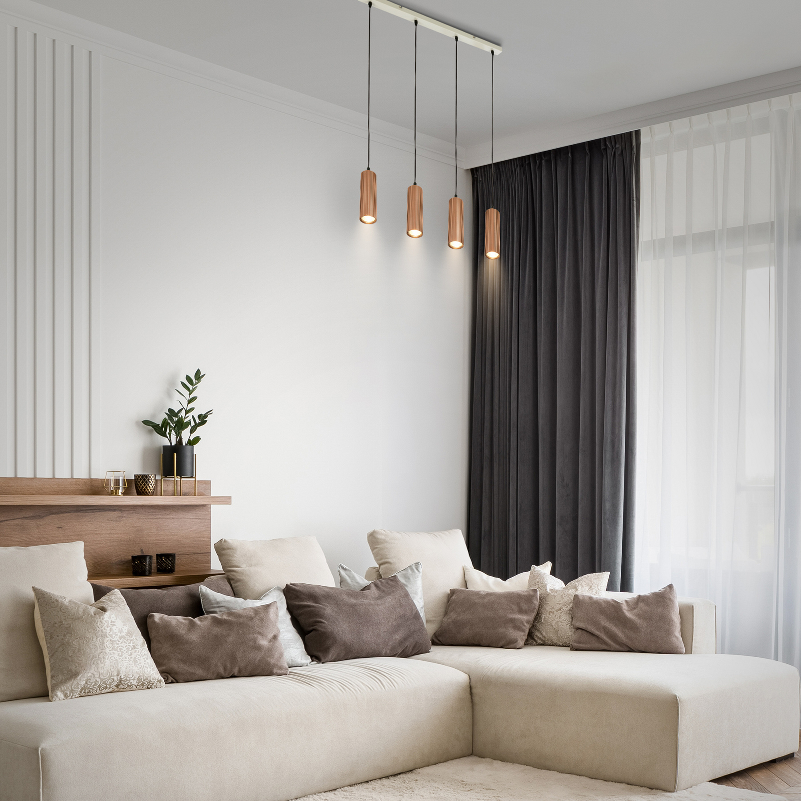 Suspension Ida, marron, à 4 lampes, longueur 76 cm, GU10 Suspension Ida, marron, à 4 lampes, longueur 76 cm, GU10