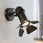 Lindby, applique murale Tilen, à 1 lampe, noir, métal, hauteur 21 cm