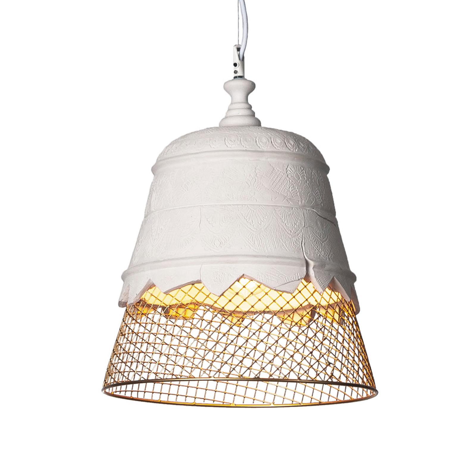 Lámpara colgante de diseño Domenica yeso, oro 35cm