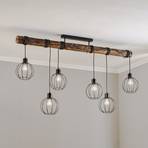 Karou ceiling light, 6-bulb, walnut