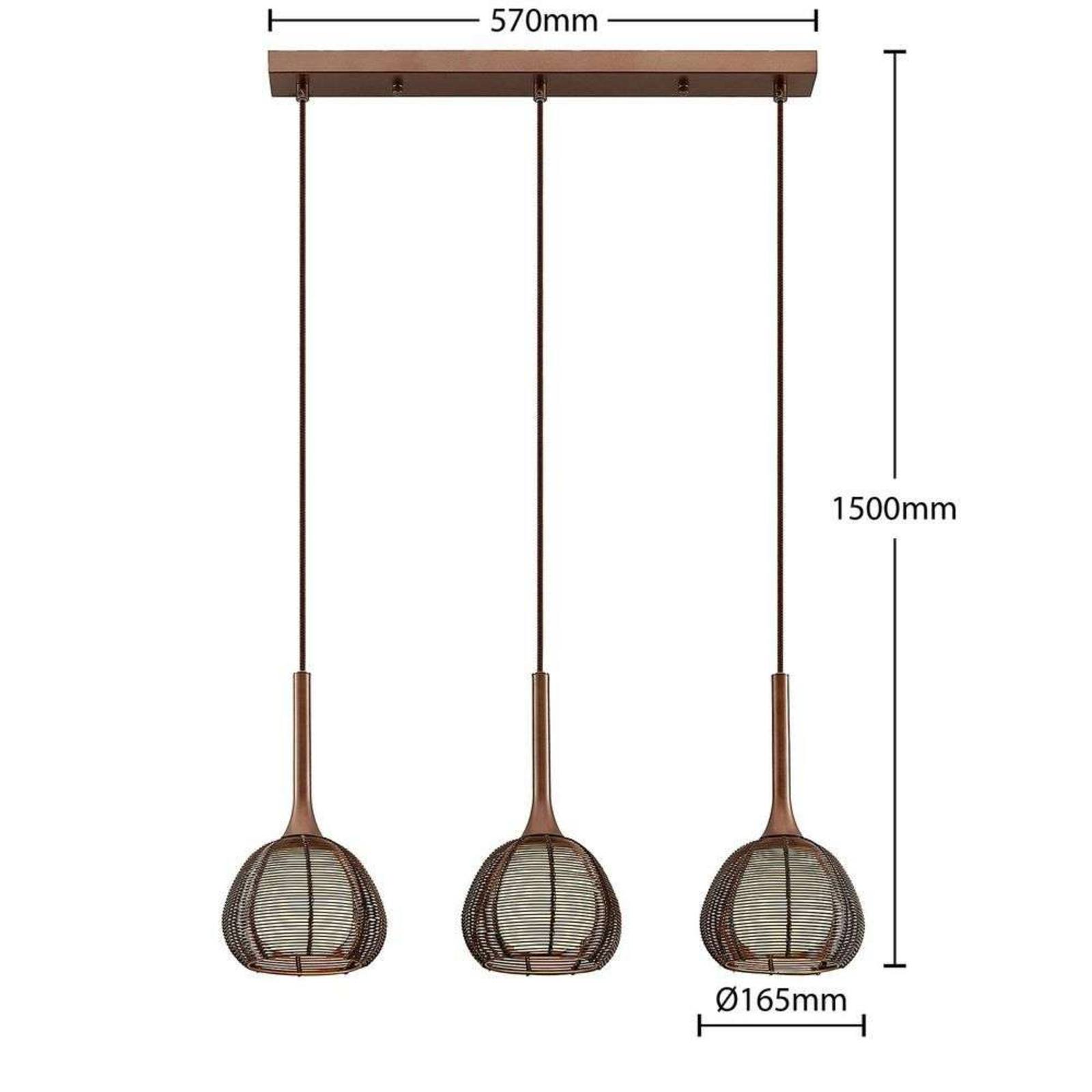 Tetira 3 Long Candeeiro Suspenso Brown - Lucande