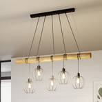 Hanglamp Karou, 5-lamps, bruin gebeitst