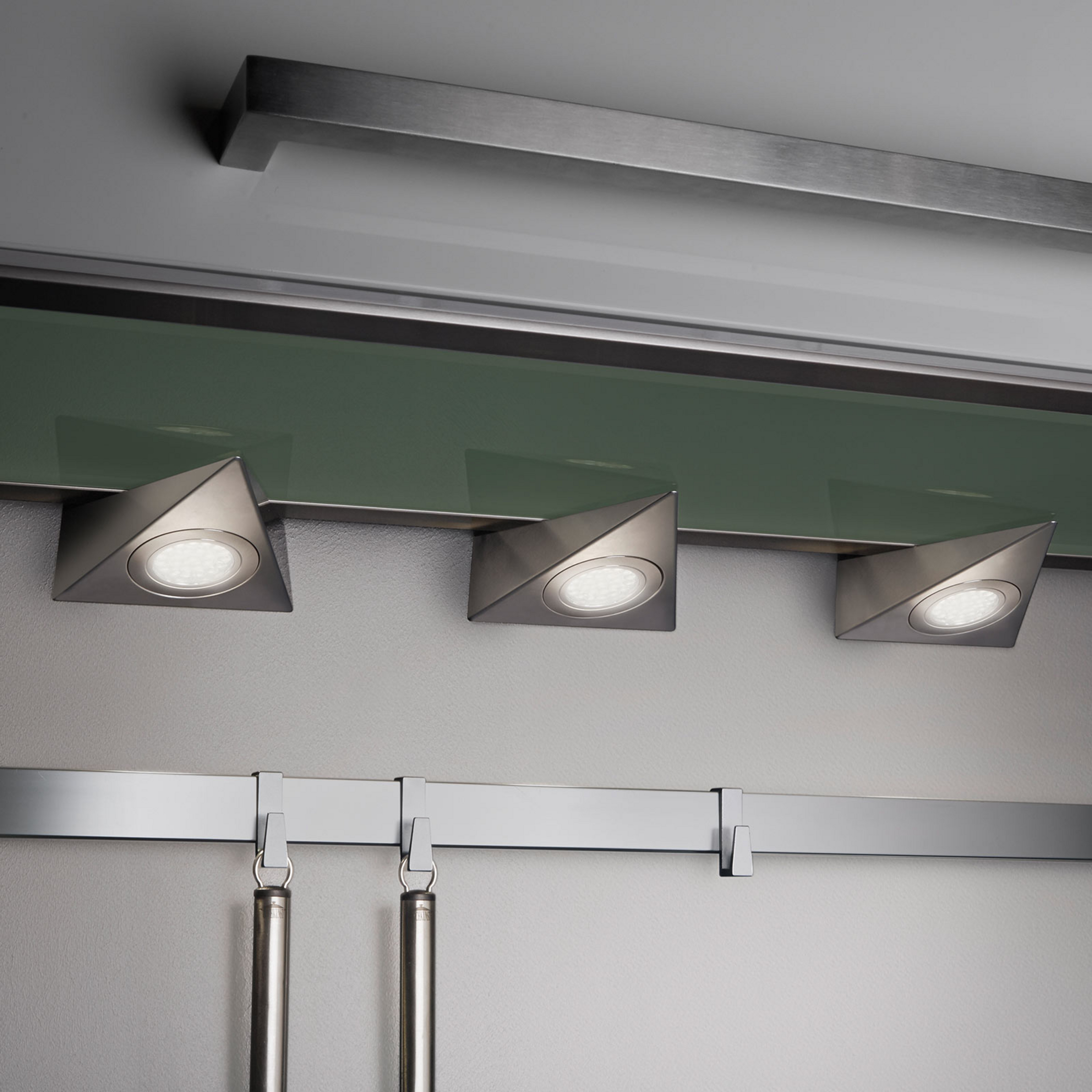 LED-Unterschrankleuchte Ecco 3er-Set, nickel matt