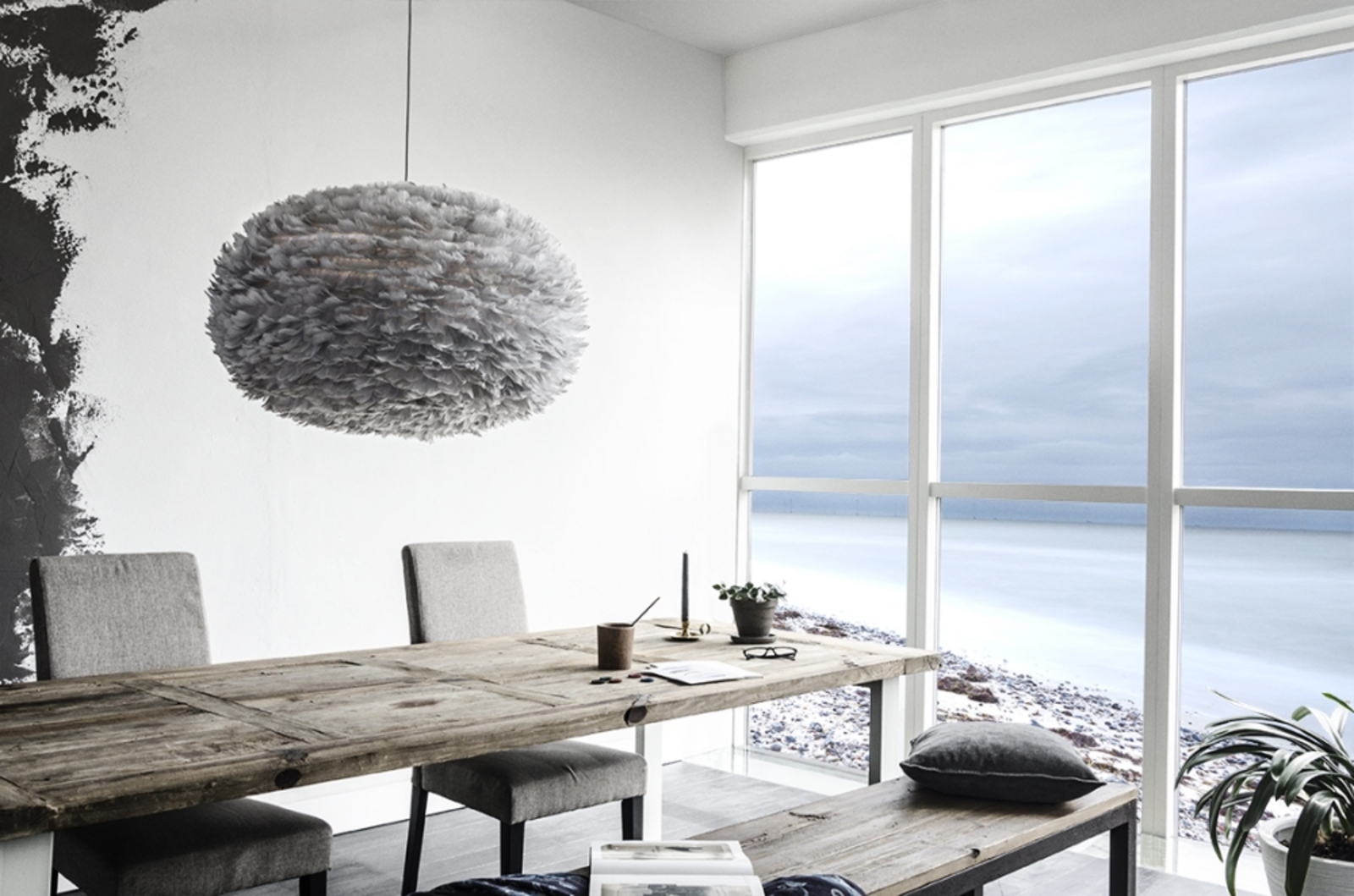 Eos Pendant Medium Grey/White - UMAGE