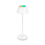 Lampa stołowa LED Kiki z akumulatorem RGBW, biała